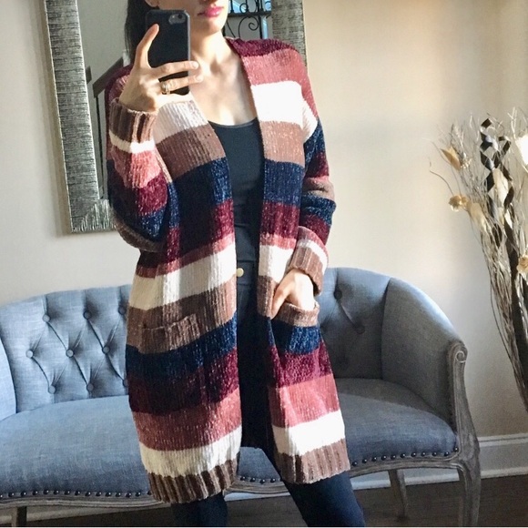 Sweaters - ✨NWT✨ Chenille Striped Cardigan